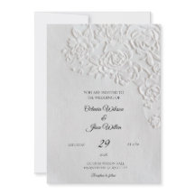 Convite de Casamento com Rosas Em Relevo e Bordas 