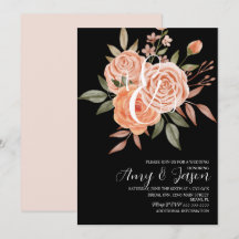 Convite de Casamento com Rosas Peachy Florais em A