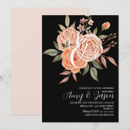 Convite de Casamento com Rosas Peachy Florais em A