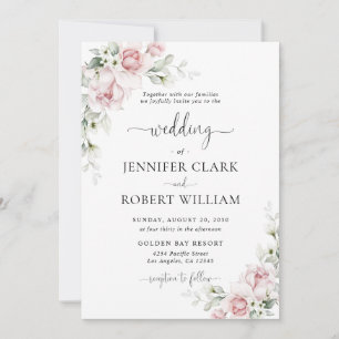 Convite de Casamento com Rosas Rosa Bege