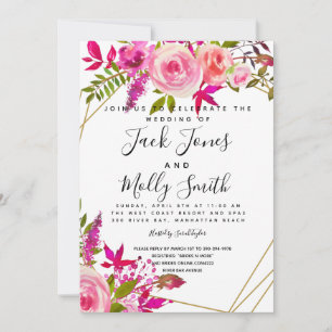 Convite de casamento com Rosas Rosa Cristal em Aqu