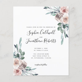 Convite de Casamento com Rosas Rosa Poeira em Tom
