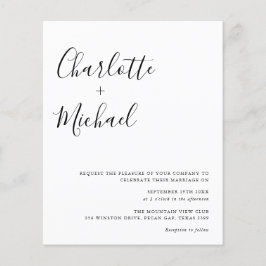 Convite de Casamento com Roteiro Minimalista de Or