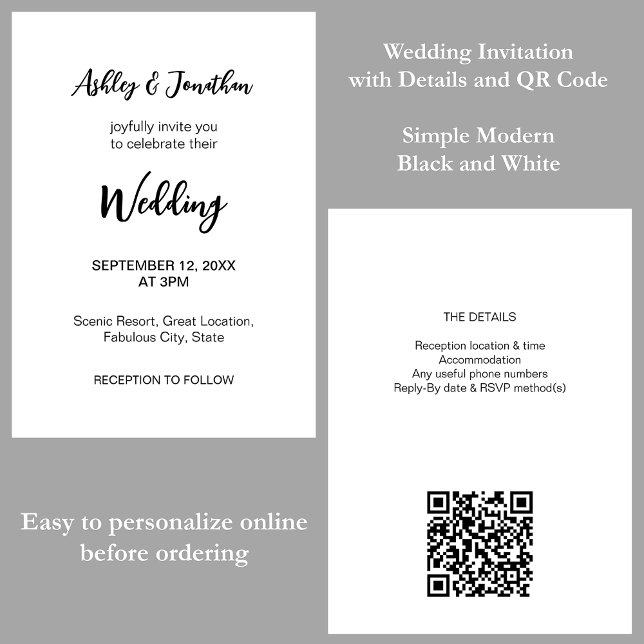 Convite de Casamento com RSVP por Código QR Simple (Criador carregado)