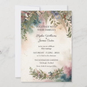 Convite de Casamento com Samambaia em Aquarela Mal