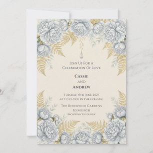 Convite de Casamento com Samambaia Peônia Branca