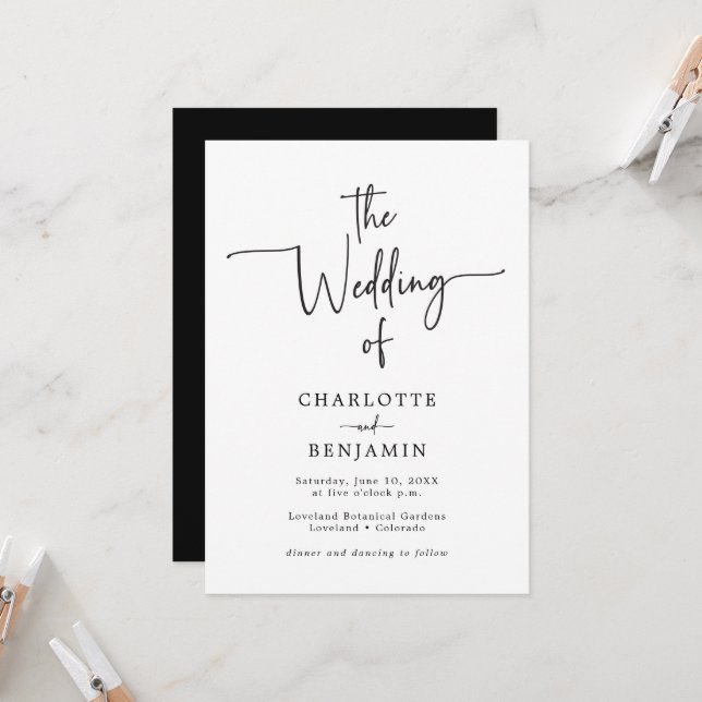 Convite de Casamento com Script de Código QR (Frente/Verso In Situ)