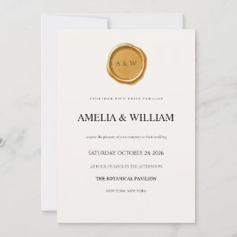 Convite de Casamento com Selo de Cera Dourado Mini