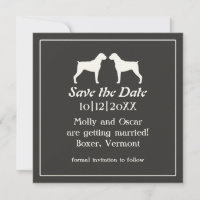 Convite de casamento com silhuetas de cães Boxer