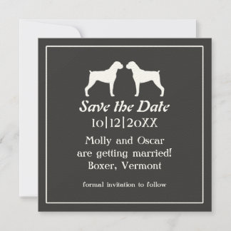 Convite de casamento com silhuetas de cães Boxer