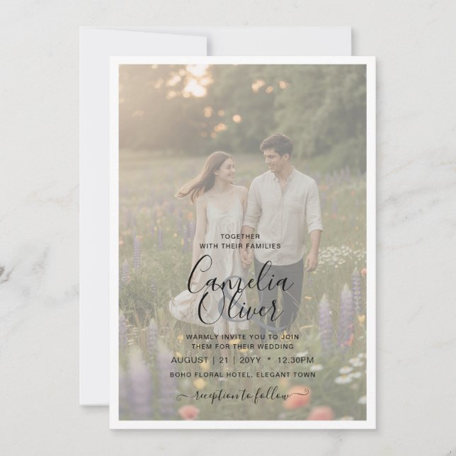 Convite de Casamento com Sobreposição de Foto Opac (Frente)