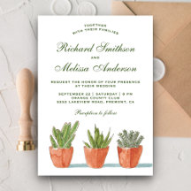 Convite de Casamento com Suculentas em Aquarela Ve