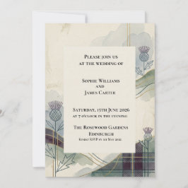 Convite de Casamento com Tartan de Cardo Escocês