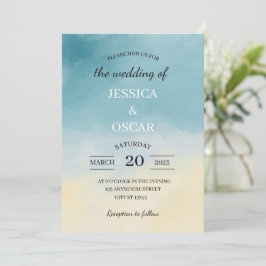 Convite de Casamento com Tema de Praia Minimalista