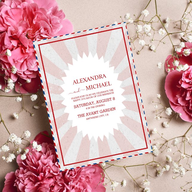 Convite de Casamento com Tema Retro Groovy dos Ano (Criador carregado)