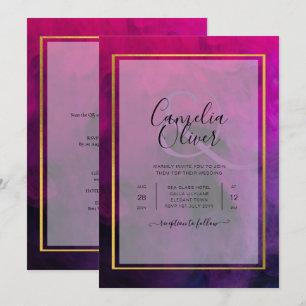 Convite de Casamento com Tinta Roxa Magenta Intens