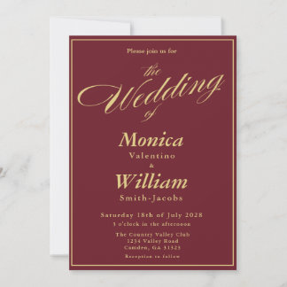 Convite de Casamento com Tipografia Script em Dour