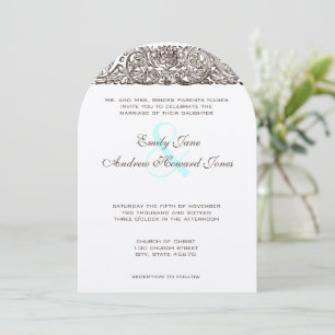 Convite de Casamento com Trabalho de Rolo Antigo V