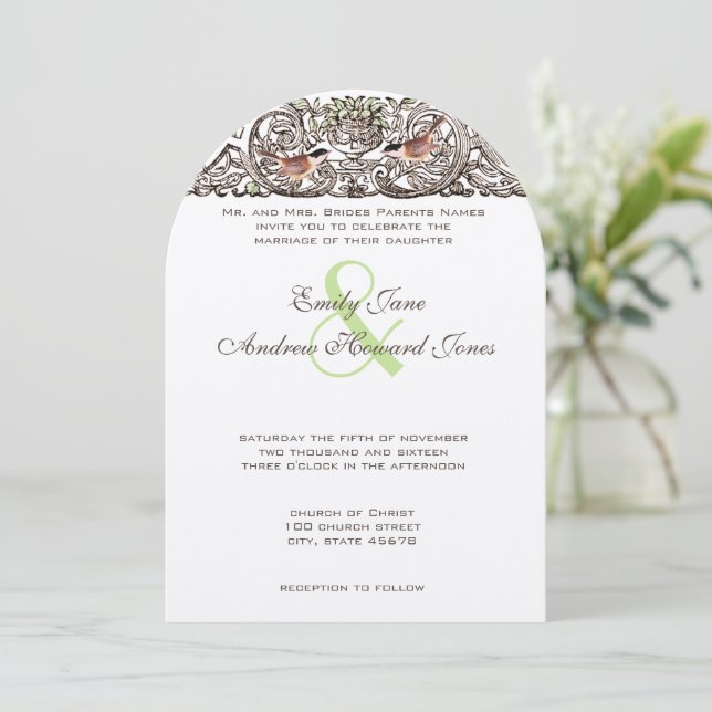 Convite de Casamento com Trabalho de Rolo de Pássa (Em pé/Frente)