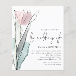 Convite de Casamento com Tulipa aquarela econômico