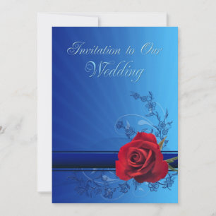 Convite de casamento com uma rosa vermelha de amor