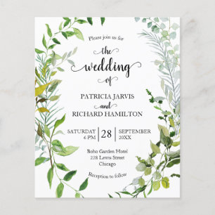 Convite de Casamento com Vegetação em Aquarela Eco