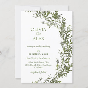 Convite de Casamento com Vegetação em Aquarela Rús