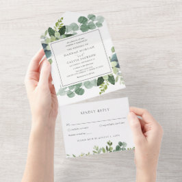 Convite de Casamento com Verde de Eucalipto Tudo e