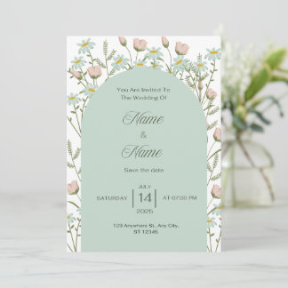 Convite de casamento com verde elegante