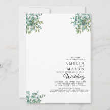 convite de casamento com verde eucalipto