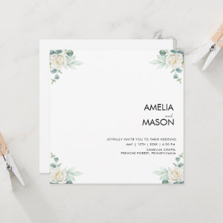 convite de casamento com verde eucalipto