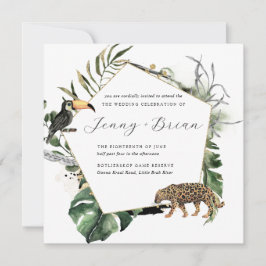 Convite de Casamento com Verde Tropical da Selva