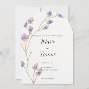 Convite de Casamento com Videira Floral Roxa em Aq