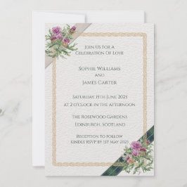 Convite de Casamento com Xadrez Celta Cardo Escocê