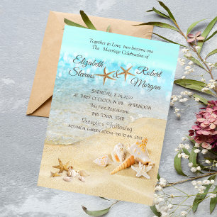 Convite de Casamento Conchas de Areia da Praia