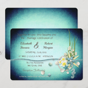 Convite de Casamento Conchas,Flores