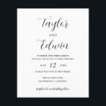 Convite de Casamento Contemporâneo Moderno e Econô<br><div class="desc">Convite de casamento econômico preto e branco contemporâneo com um layout simples e minimalista com seus nomes em uma fonte de caligrafia elegante e os detalhes do seu casamento abaixo em um formato moderno.</div>