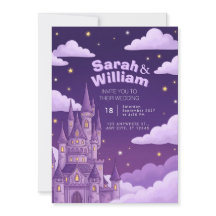 Convite de Casamento Conto de Fadas Castelo Roxo