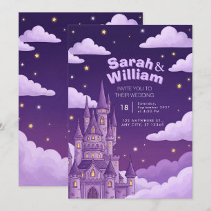 Convite de Casamento Conto de Fadas Castelo Roxo