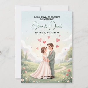 Convite de Casamento Conto de Fadas Romântico