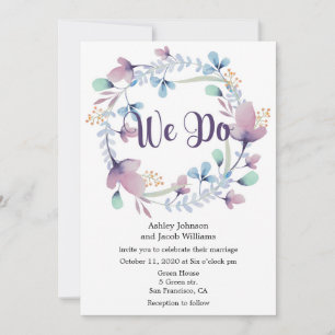 Convite de casamento. Convite azul e roxo