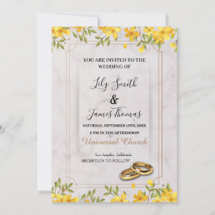 Convite De Casamento - Convite Floral Amarelo