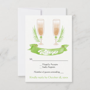 Convite de Casamento Copos de Champanhe Aquarela V