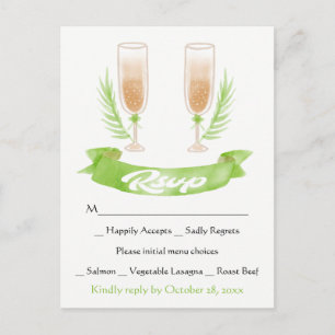 Convite de Casamento Copos de Champanhe Aquarela V