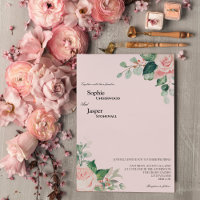 Convite De Casamento Cor-De-Rosa Blush
