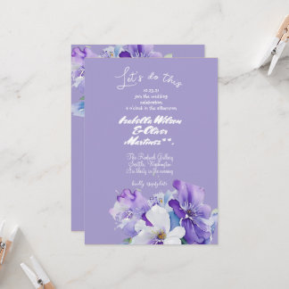 convite de casamento cor lavanda floral