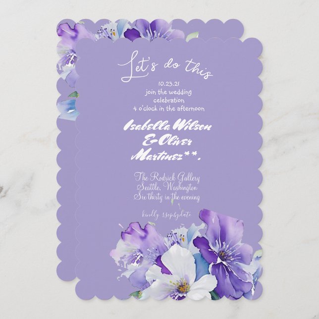 convite de casamento cor lavanda floral (Criador carregado)