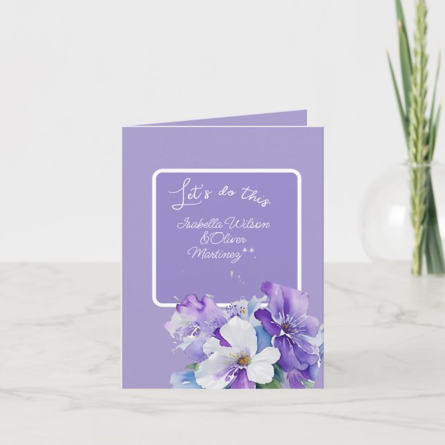 convite de casamento cor lavanda floral (Frente)