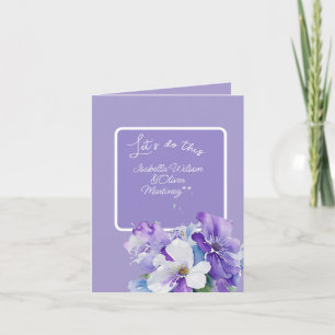 convite de casamento cor lavanda floral