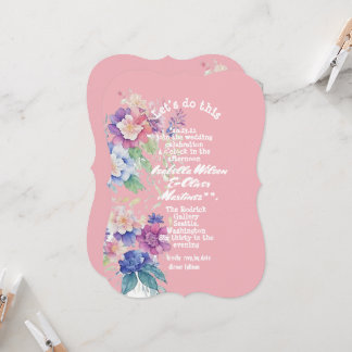 convite de casamento cor rosa floral